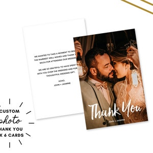 4x6 Custom Photo Wedding Thank You Card - Minimalist Wedding Thank You Card - Simple Photo Thank You Card - Wedding Party Thank You Card