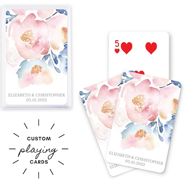 Personalized Wedding Favor Cards - 5 Colors to Choose From - Floral Garden Party Custom Playing Cards - Wedding Favor - Wedding Party Gifts