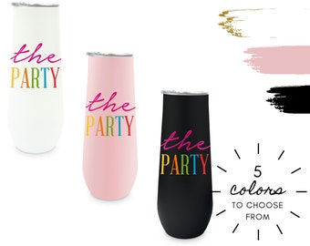 Custom Name Party Tumbler - Girls Trip Tumbler with Lid - Gift for Her - Gift for Wife - Insulated 8oz Stainless Steel Champagne Tumbler
