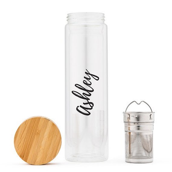 Custom Name Tea Infuser Glass Tea Infuser Reusable Travel Tumbler Cold Brew  Tea Personalized Christmas Gift Birthday Gift for Her 