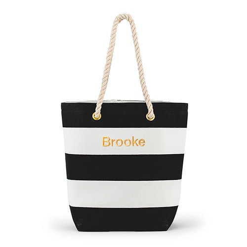 Cabana Tote - Custom Beach Bag - Cabana Bag - Personalized Tote Bag - Black and White Striped Tote Bag - Beach - Pool - Gift - Present