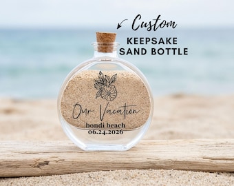 Custom Floral Sand Ceremony Keepsake Jar - Beach Wedding - Honeymoon Memento - One of a Kind Wedding Gift  - Honeymoon Sand Display Jar