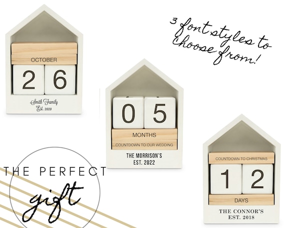 Customized countdown calendar personalized wedding countdown christmas  countdown due date countdown vacation countdown custom gift - etsy