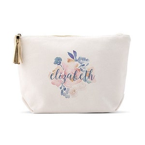 Floral Makeup Bag - Personalized Cosmetics Bag - Bridal Party Favor - Bridesmaids Gift - Bridal Shower Gift - Custom Gift for the Bride