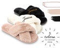 Personalized Fuzzy Cross Band Slippers - Custom Name House Slippers - Cozy Cross Band Slippers - Personalized Name Cross Band Slippers product logo