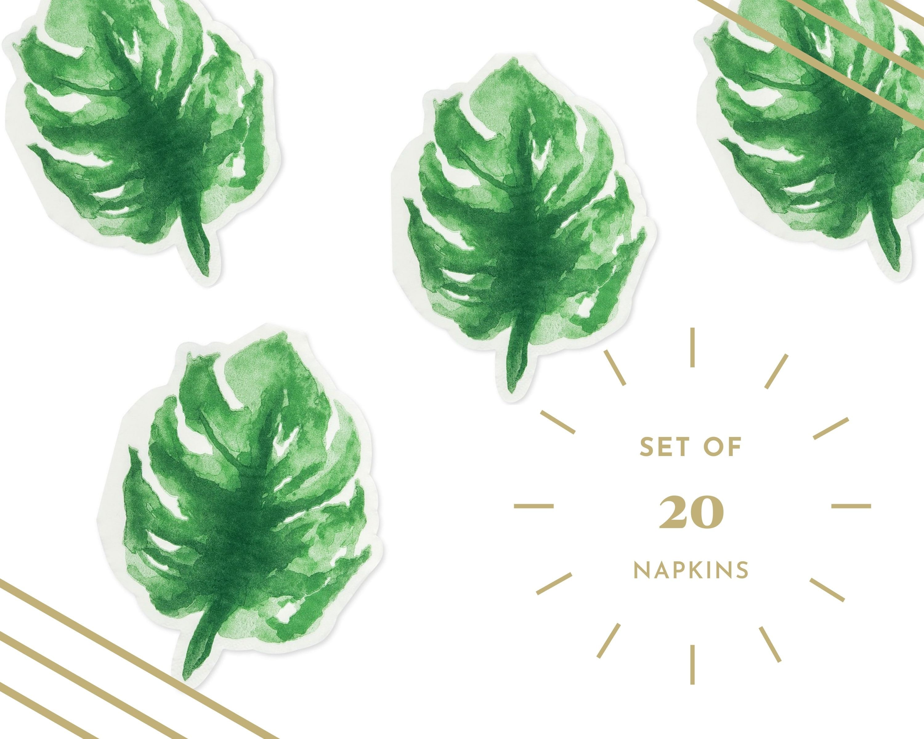 20 Piece Tropical Disposable Party Napkins Leaf Shape Paper Napkins Dessert Napkin Birthday Bachelorette Anniversary Monstera