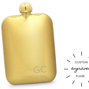 Personalized Initials Gold Wedding Flasks - Custom Wedding Party Gift - Groomsman Gift - Bridesmaid Gift - Personalized Monogram Hip Flask