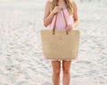 Personalized Tote Bag - Woven Straw - Tropical Vacation - Reusable Shopping Bag - Beach Tote - Mother's Day Gift - Personalized Gift product logo