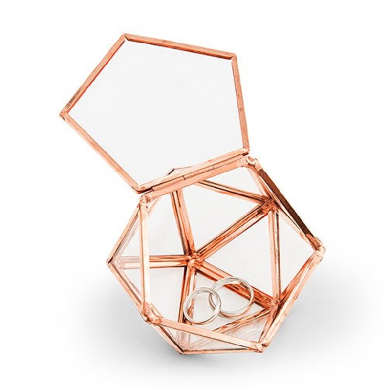 Geometric Terrarium Ring Box Copper Jewelry Box Geometric Wedding Gift Terrarium Ring Box Glass Ring Box Wedding Ring Box