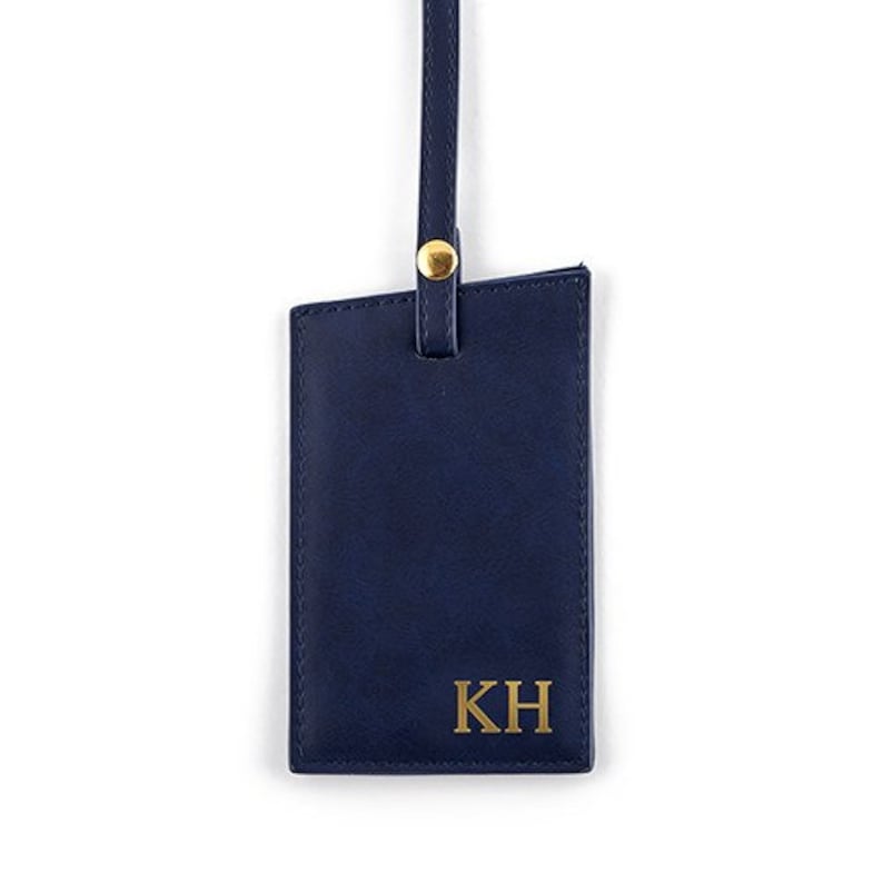 Personalized Luggage Tag Faux Leather Gold Foil Monogram image 4