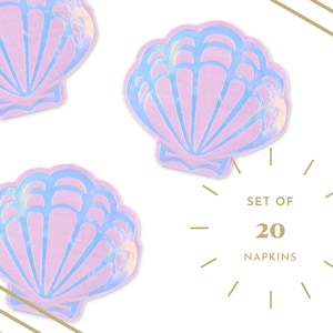 20 Piece Set of Seashell Shaped Napkins - Shell Shaped Paper Napkins - Birthday Party - Kids Birthday - Under The Sea - Her Birthday Napkins