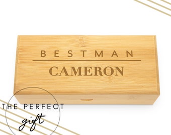 Engraved Wooden Sunglasses Case for the Best Man - Bamboo Glasses Case - Best Man Gift - Day of Wedding Gift - Destination Wedding Gift