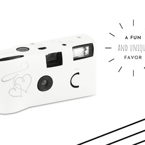 Disposable Camera - White and Silver Heart Design - Wedding Favor - Photo Booth Prop - Engagement Party - Single Use Camera Party Favor