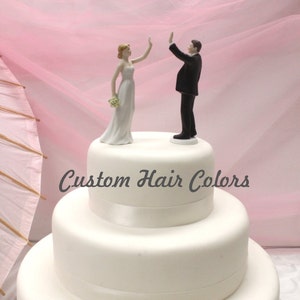 Wedding Cake Topper Personalized Wedding Couple High Five Bride and Groom Weddings Cake Topper Modern Fun Cake Topper image 2
