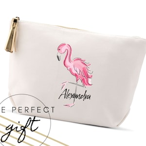 Personalized Cosmetics Bag - Flamingo Print - Mother&#39;s Day Gift - Gifts for Her - Birthday - Best Friend Christmas Gift - Stocking Stuffer