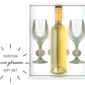 Personalized Stemmed Wedding Wine Glasses Gift Set - Custom Bridal Shower Wine Gift Set - Unique Engraved Wedding Gift - Bridesmaid Gift Set