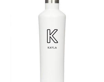 Personalized Water Bottle - Custom Name and Initial - Insulated Water Bottle - Bridesmaid Gift - Bridal Party Gift - Destination Wedding