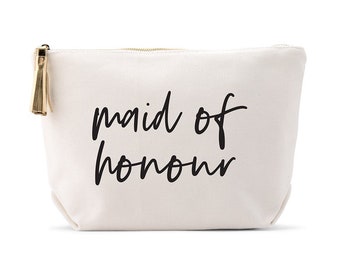 Maid of Honour Makeup Bag - Personalized Cosmetics Bag - Bridesmaid Gift - The Day Of - Best Friend - Wedding Gift - Bridal Party - BFF