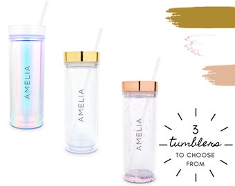Personalized Drink Tumbler with Lid and Straw - Wedding Party Drink Tumblers - Custom Name Tumblers - Bridal Party Gift - Bridesmaid Gift