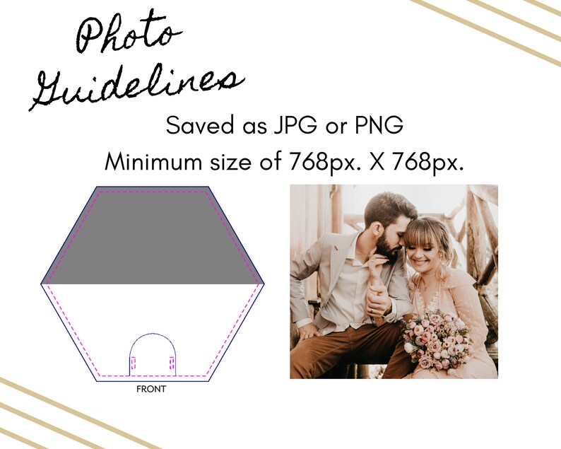 Photo Guidelines - Saved as JPG or PNG, minimum size of 768px by 768px