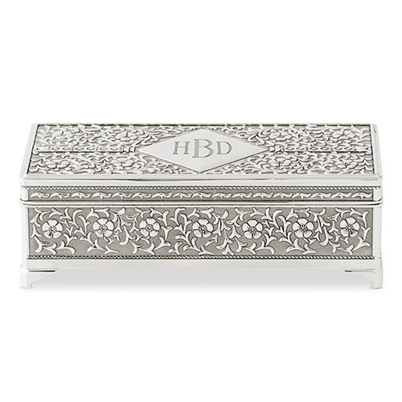 Antique Silver Jewelry Box Wedding Gift Gifts for Her Personalized Jewelry Box Personalized Vintage Engraved Jewelry Box