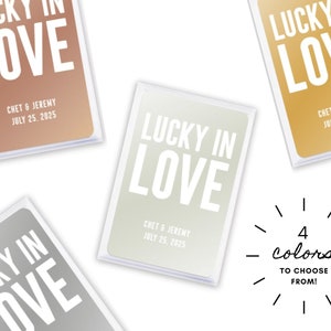 Cartes à jouer métalliques personnalisées de mariage - Cadeau de mariage personnalisé - Cartes à jouer Lucky In Love - Cadeau de mariage unique - Cartes à jouer personnalisées