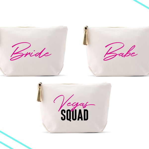 Vegas Theme Makeup Bag - Personalized Cosmetics Bag - Bridal Party Gift - Best Friends Gift - Bachelorette - Girl's Weekend - Bride - Babe