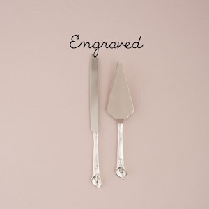 Engraved Wedding Cake Serving Set - Personalized Calla Lily Cake Serving Set - Flower - Flowers - Wedding Ceremony - Custom Wedding - Lily