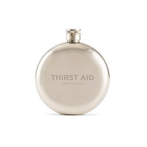 Personalized Flask - Silver Stainless Steel Flask - Unique Wedding Favor - Hip Flask - Engraved Flask - Groomsmen - Groom - Round Flask