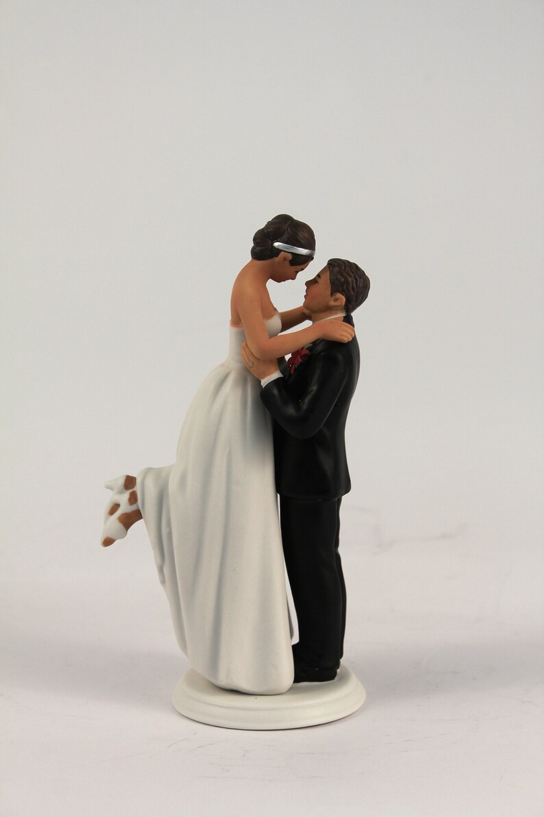 Unique Wedding Cake Topper - Bride and Groom - Medium Skin Tone Groom ...