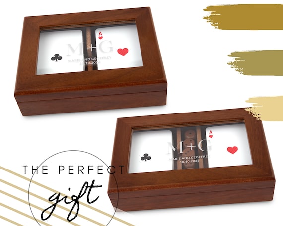 Personalized Wooden Keepsake Box for Playing Cards - Wooden Card