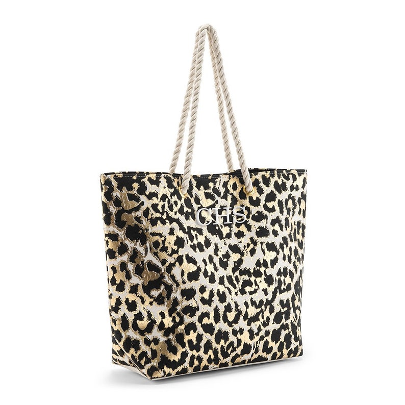 Personalized Tote Bag Leopard Print Reusable Shopping Bag Etsy