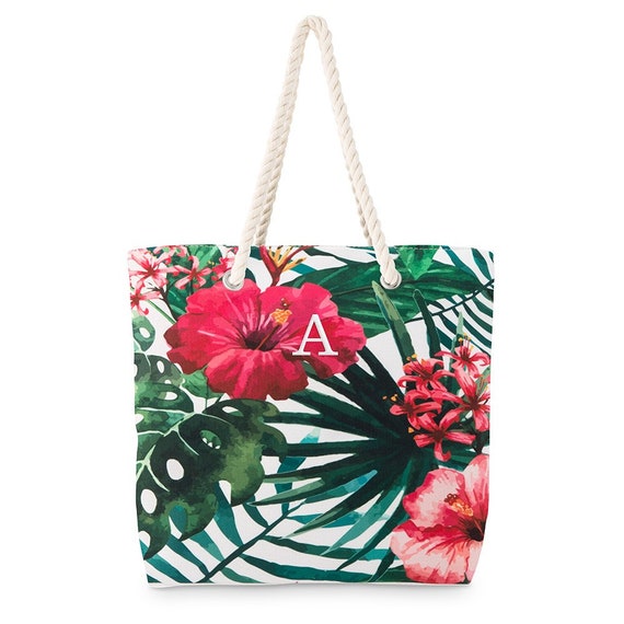 Personalized Tote Bag Tropical Hibiscus Floral Reusable - Etsy