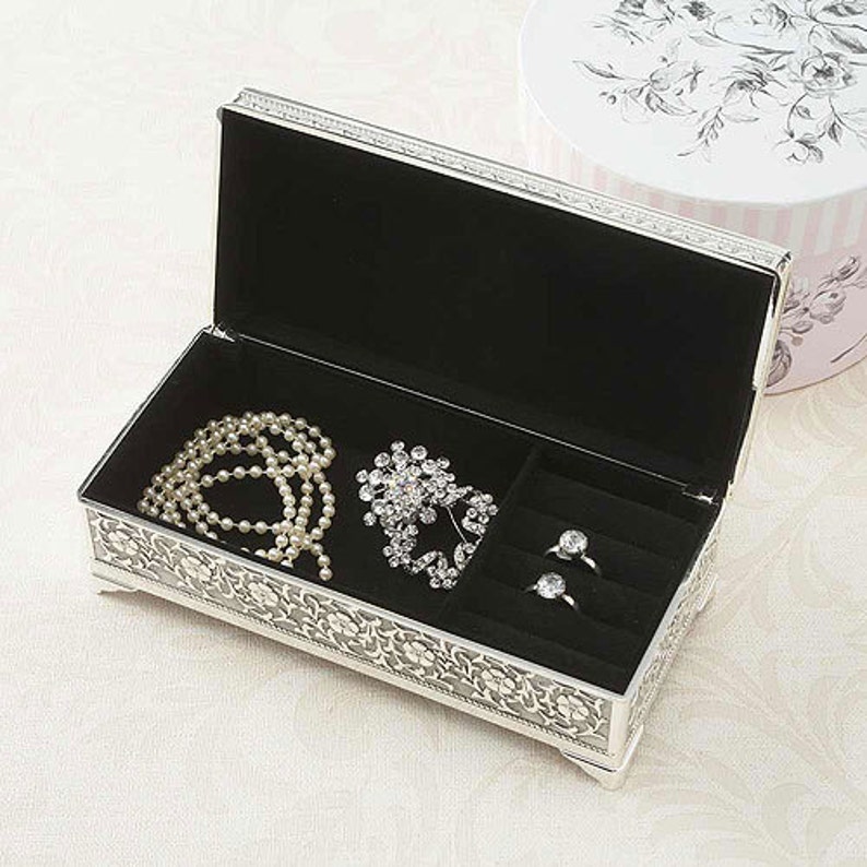 Antique Silver Jewelry Box Wedding Gift Gifts for Her Personalized Jewelry Box Personalized Vintage Engraved Jewelry Box