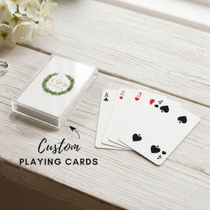 Personalized Playing Cards - Wreath - Botanical - Elegant Wedding - Custom Playing Cards - Personalized Gift -  Custom Wedding Favor