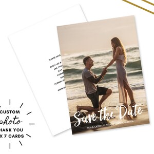 Réservez votre photo 5 x 7 pouces - Réservez votre date pour un mariage minimaliste - Réservez votre date moderne - Cartes « Retenez cette date » imprimées personnalisées