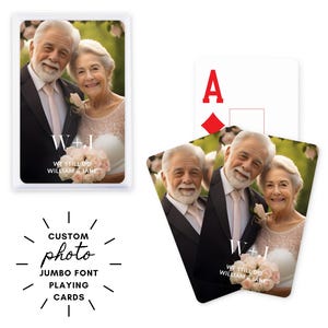 Personalized Photo Playing Cards with Large Print - Personalized Jumbo Font Playing Cards - Anniversary Gift - Gift for Grandparents
