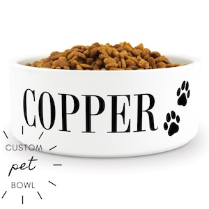 Personalized Pet Bowl with Paw Prints - Custom Ceramic Dog Dish - Custom Name Cat Food Bowl - Pet Adoption Gift - Puppy Gift - Dog Gift