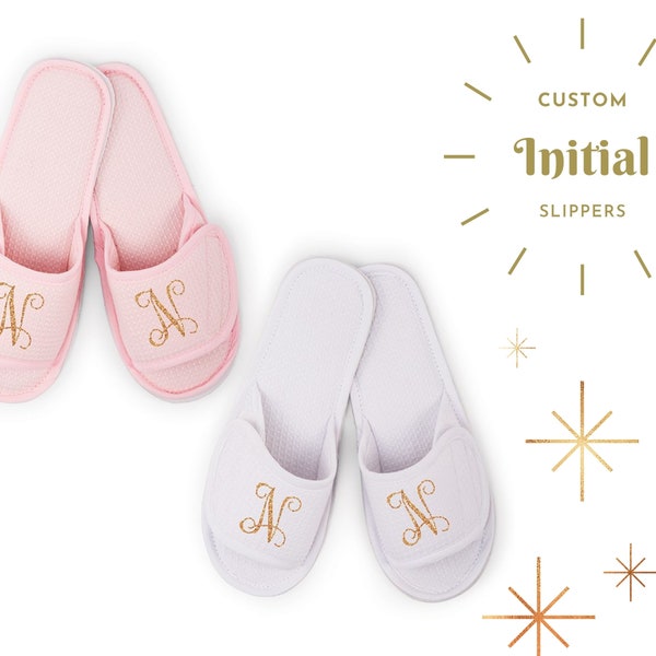 Custom Single Initial Slippers - Personalized Waffle Slippers - Women's Slippers - Custom Women's Slipper - Bridesmaid Gift - BFF Gift