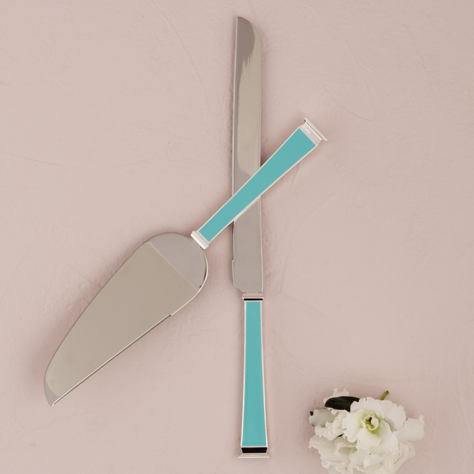 Engraved Wedding Cake Serving Set Teal and Silver Cake Etsy