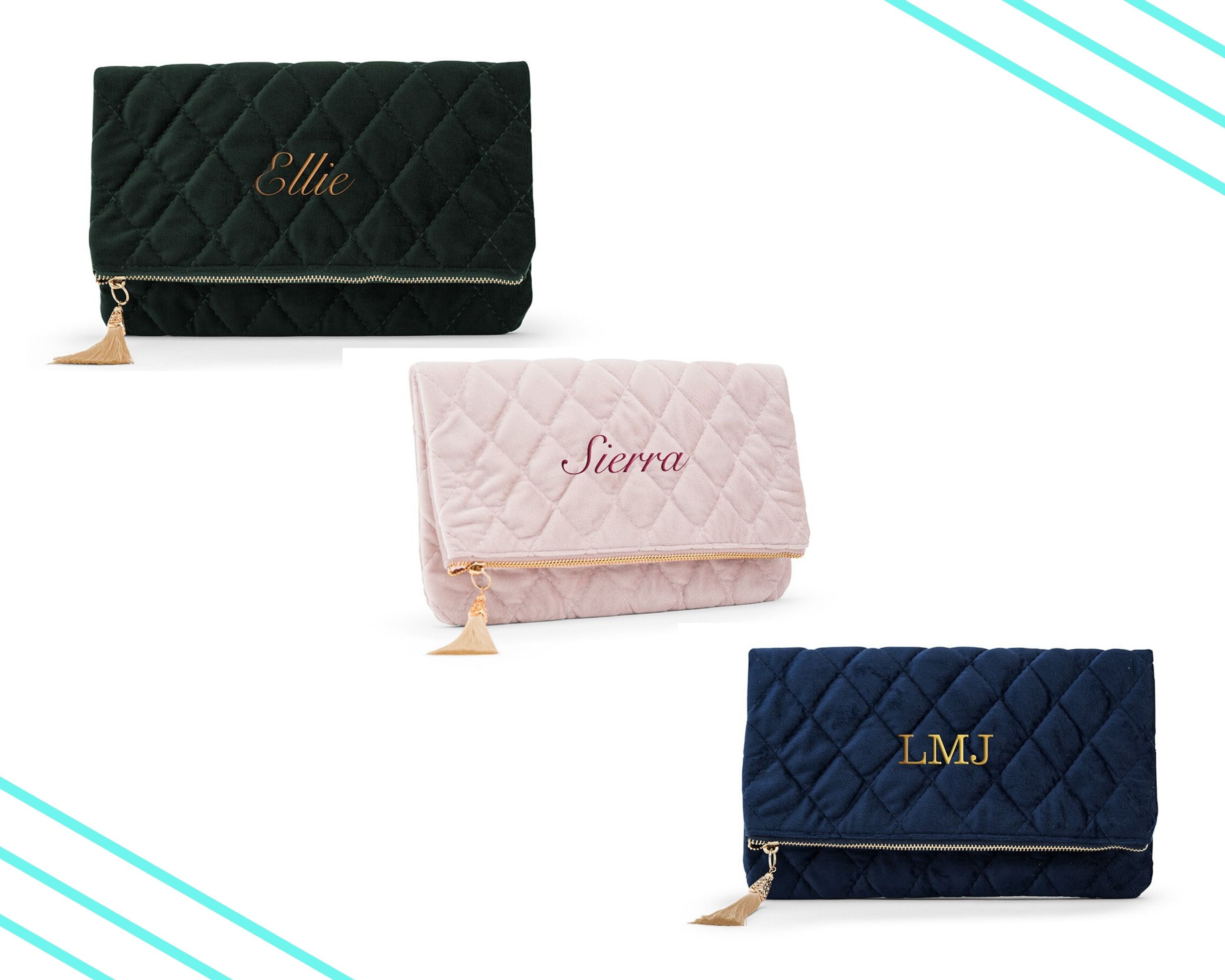 Personalized Velvet Cluth Makeup Bag Custom Monogram -  Israel