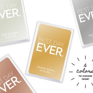 Cadeaux de mariage métalliques - Cadeau de mariage personnalisé - Cartes à jouer le meilleur jour de tous les temps - Cadeau unique - Cartes à jouer personnalisées