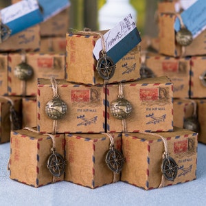 DIY Wedding Favor - Destination Wedding - Vintage Inspired Airmail Favor Box Kit - Handmade Wedding Favor Box - Wanderlust - Travel - Retro