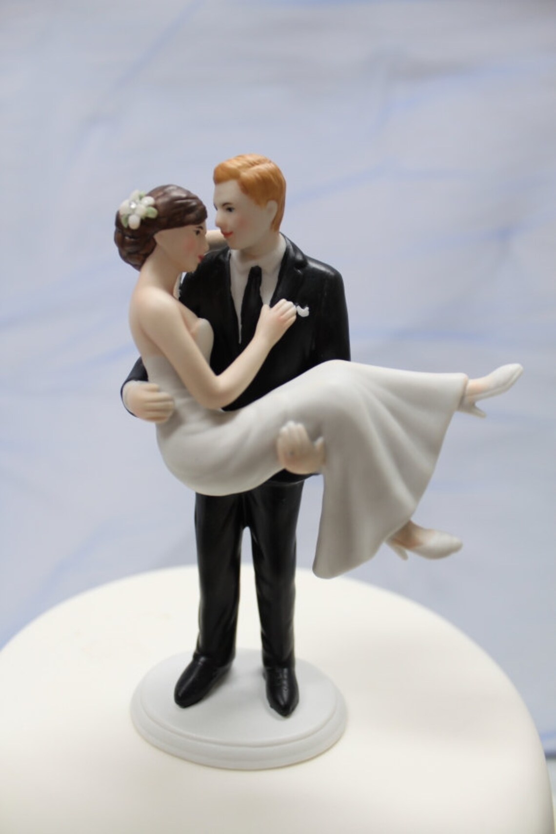 Custom Wedding Cake Topper - Romantic Bride and Groom - Bride Swept up ...