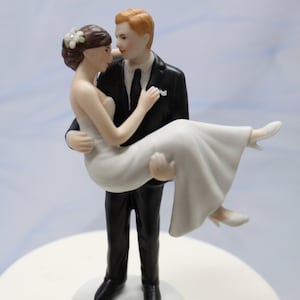 Custom Wedding Cake Topper - Romantic Bride and Groom - Bride Swept up ...