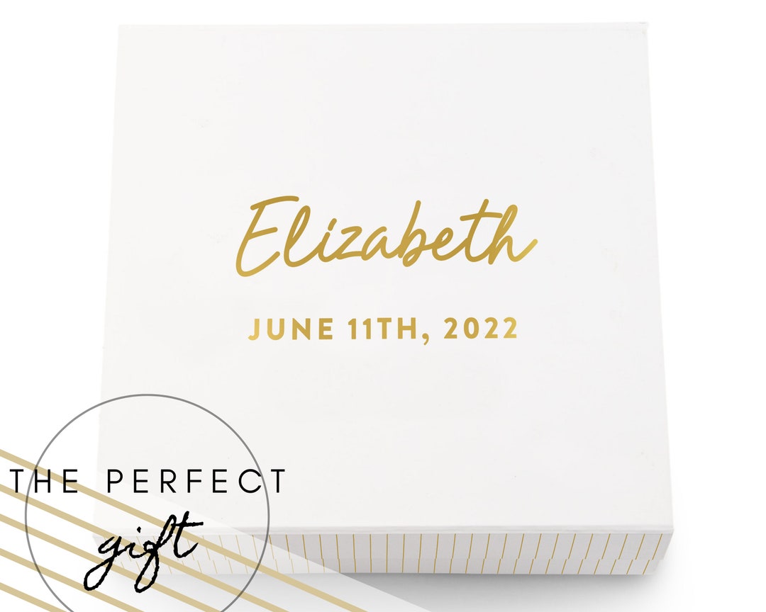 Custom Text Gold Gift Box Custom Name Gift Box Personalized Bridesmaid