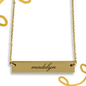 Gold Bar Necklace - Nameplate Necklace - Script Name Necklace - Best Friend Necklace - Gift for Her - Personalized Bridesmaid Gift