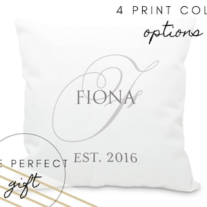Personalized Pillow with Insert - Simple Monogram Design - 4 Print Colors to Choose From - Custom Bridal Shower Gift - Gifts for the Couple