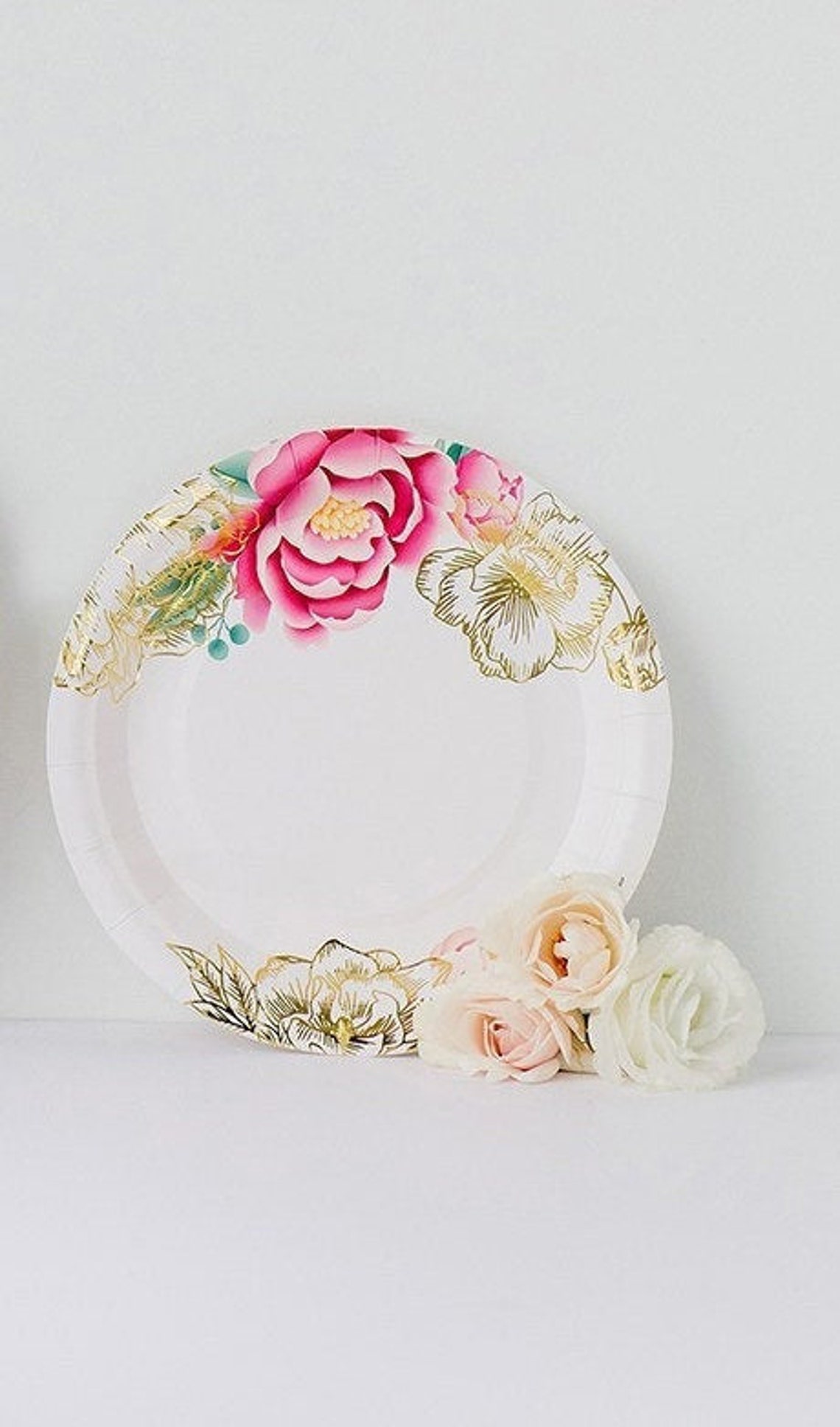 Floral Disposable Party Plates 8 Small Plates Pink and Etsy