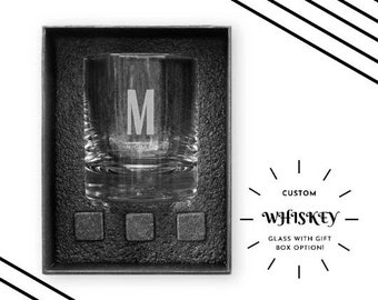 Custom Monogram Whiskey Glass - Gifts for Dad - Father's Day - Man Cave - Home Bar - Housewarming - Whiskey Lover - Engraved Whiskey Glass